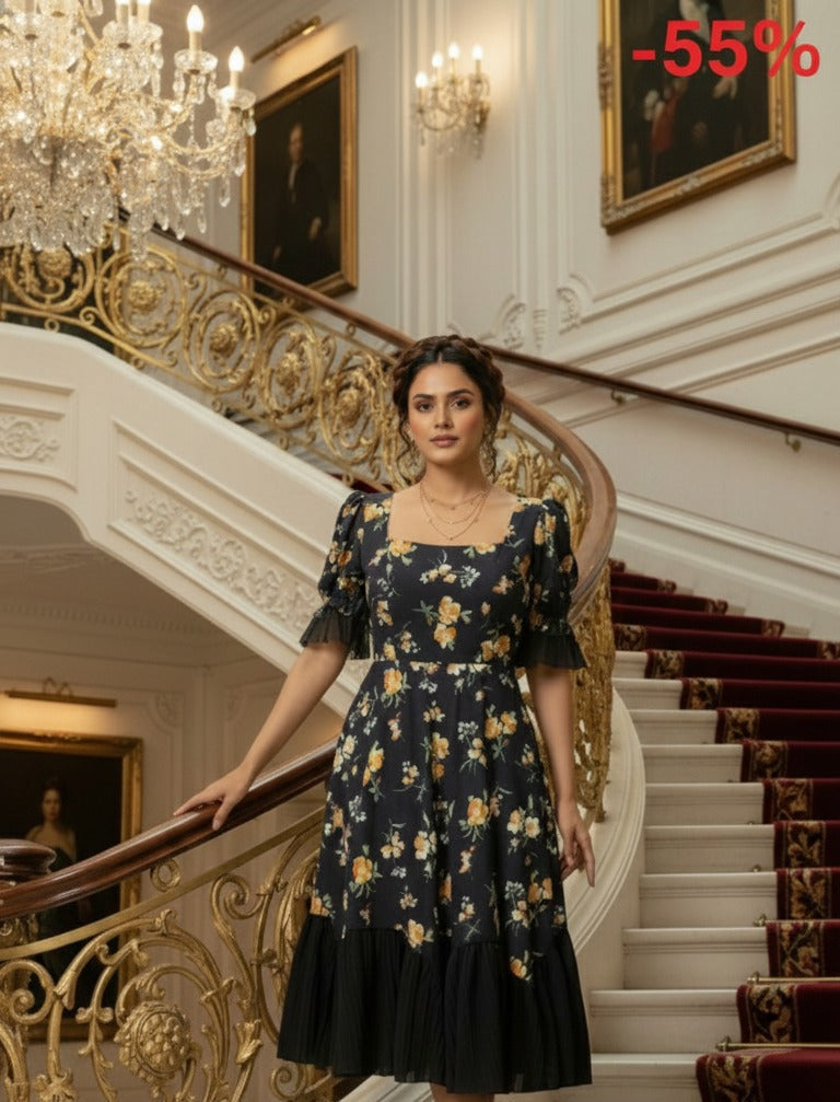 Printed Chic - Floral Midi Dress